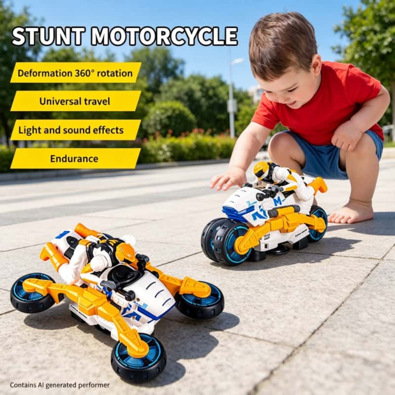 Kids Toys Electric - Electric Stunt Transformable Motorcycle Children Toy