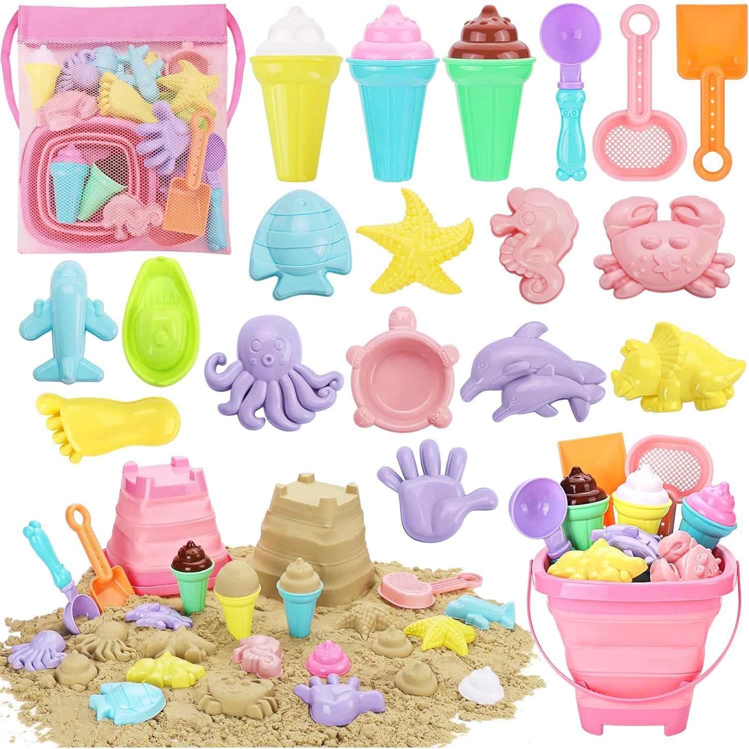 Kinetic Sand Mold - 20pcs Beach Toys Set for Kids