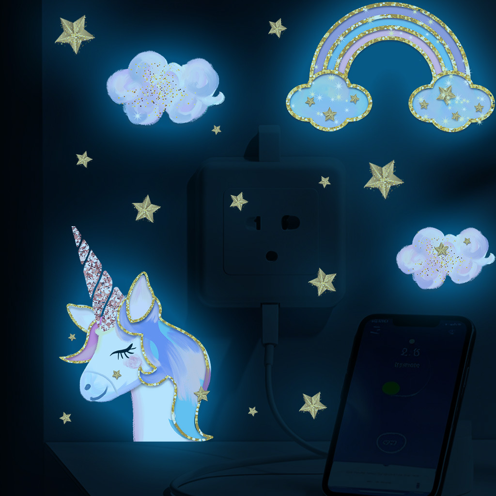 Glow In Dark Stars - Luminous Unicorn Rainbow Stars Stickers Glow