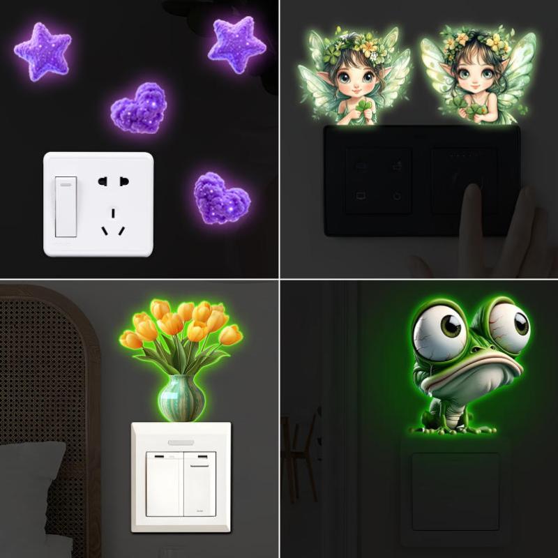 Glow In Dark Stars - Glow-in-the-Dark Switch Stickers Purple Star Green