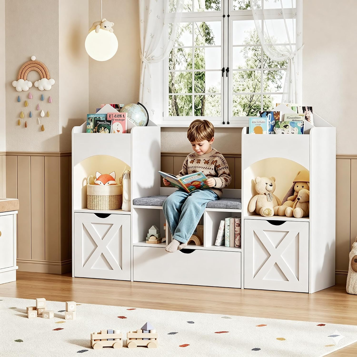Kids Toys Drawers - Castle Shaped Kids Bookshelf Reading Nook