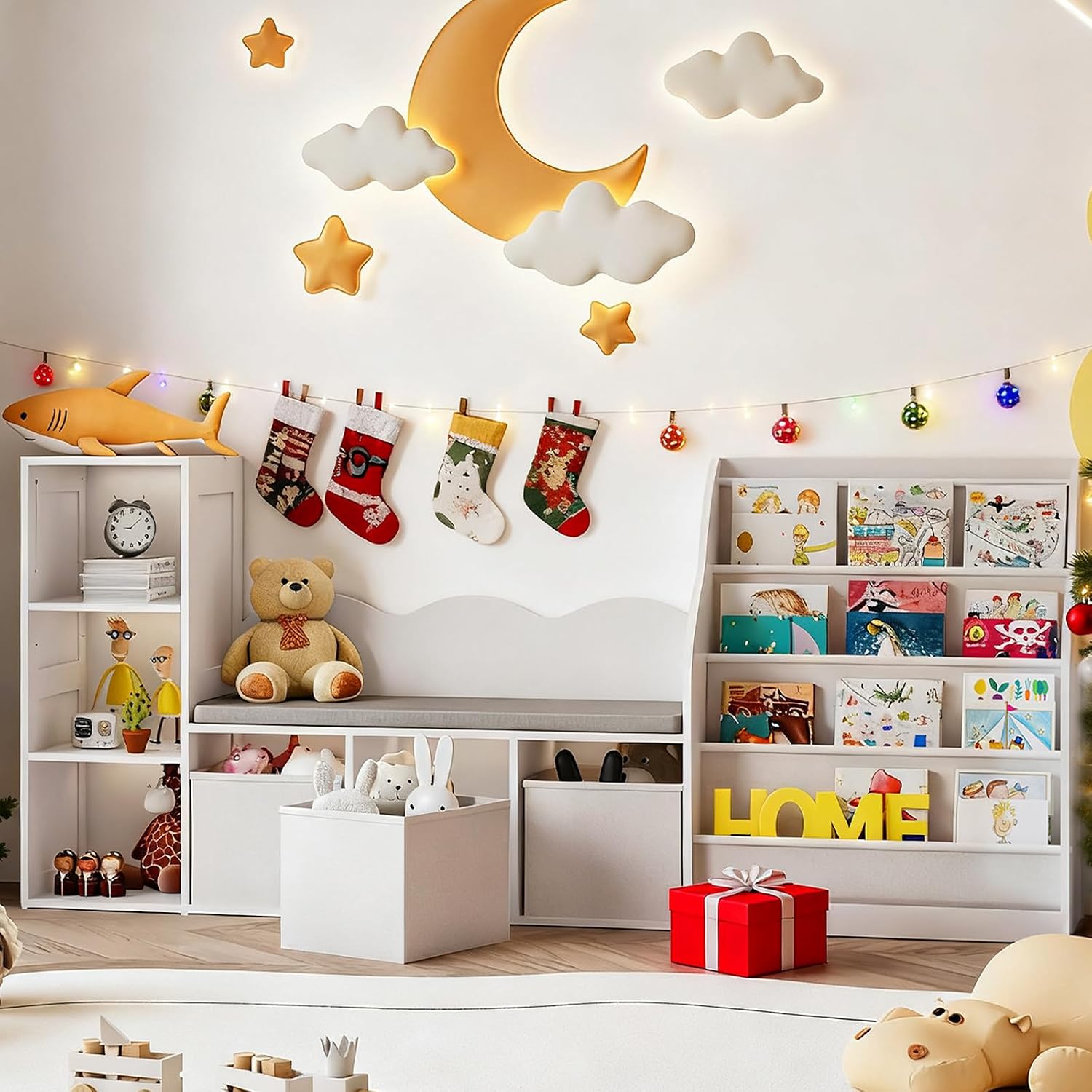 Kids Toys Drawers - Kids Bookshelf Reading Nook 3 In