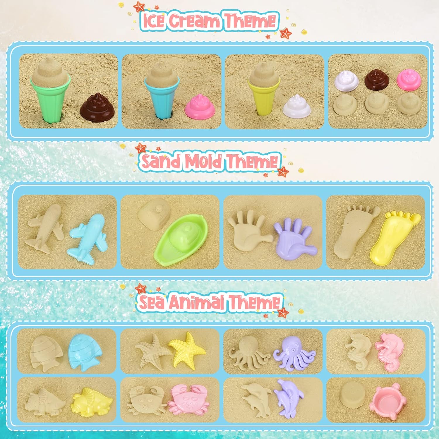 20pcs Beach Toys Set for Kids  - огляд і ціна Kinetic Sand Mold