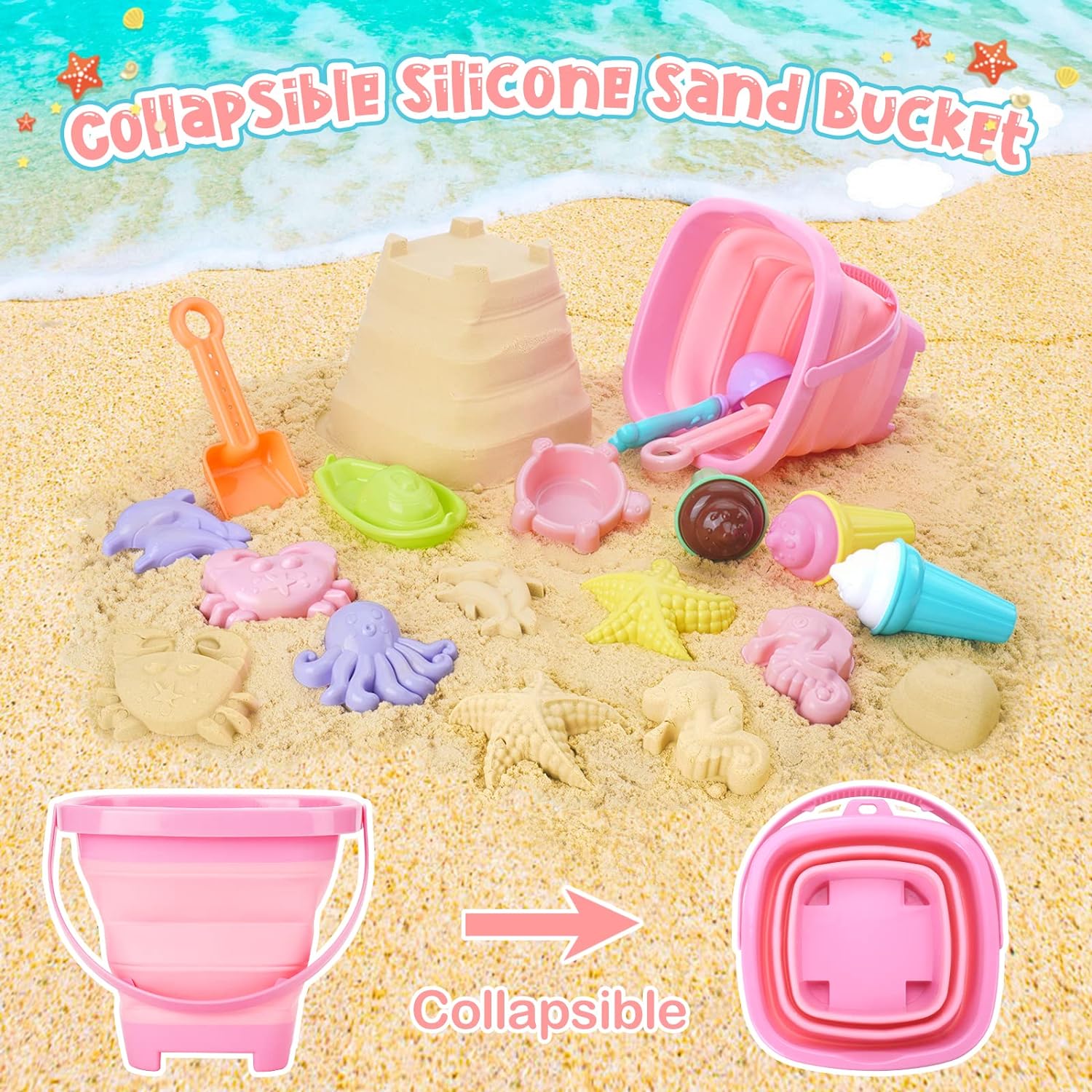 20pcs Beach Toys Set for Kids  - огляд і ціна Kinetic Sand Mold