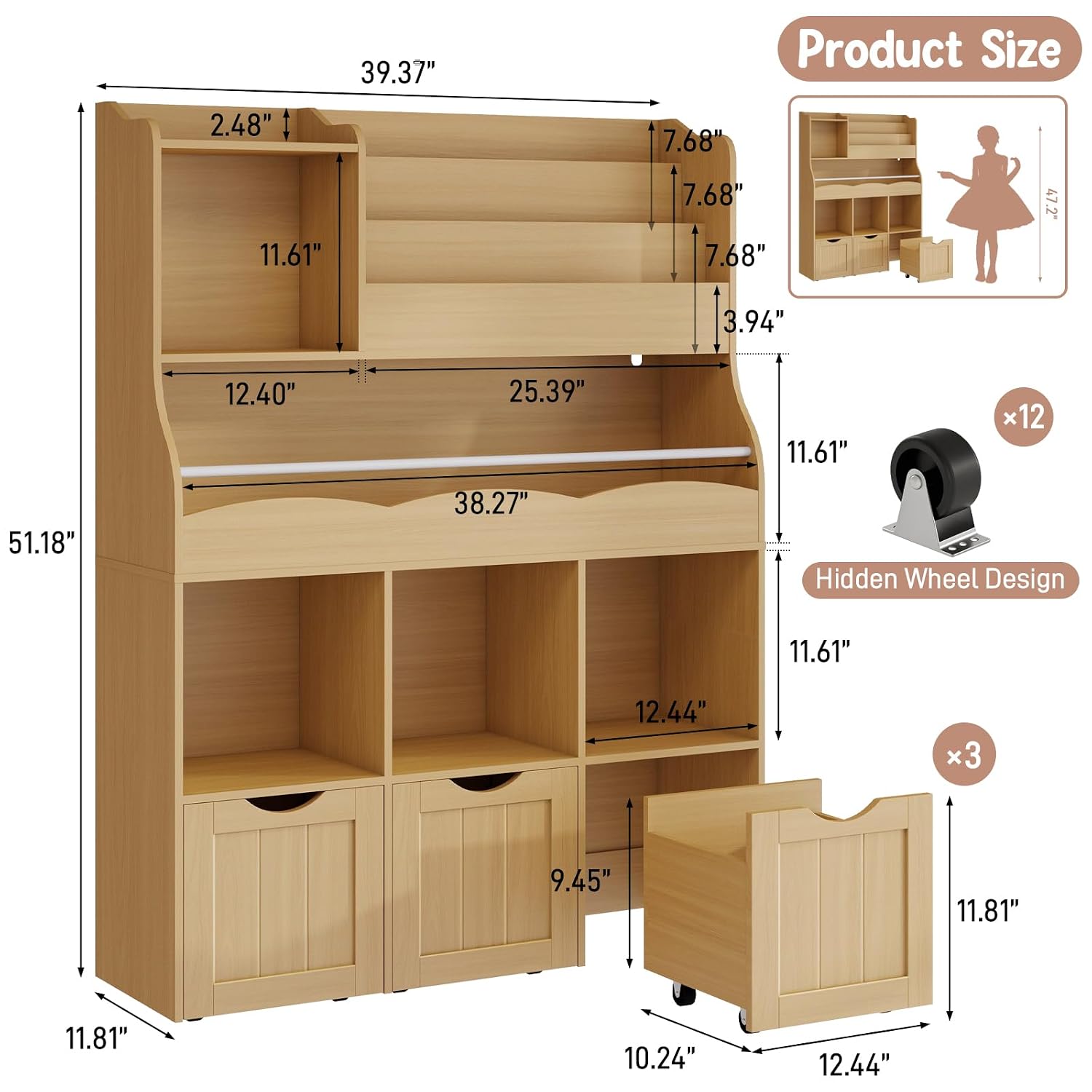 Kids 3-Tier Bookshelf & Storag - огляд і ціна Kids Toys Drawers