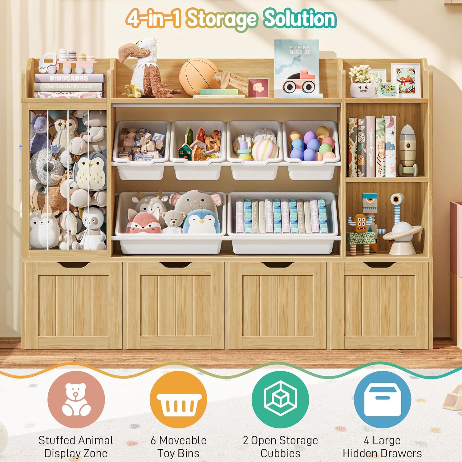 Kids Bookshelf Storage Cabinet - огляд і ціна Kids Toys Drawers