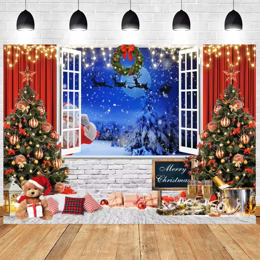 Christmas Backdrop Window Xmas - огляд і ціна Banner Kids Toys