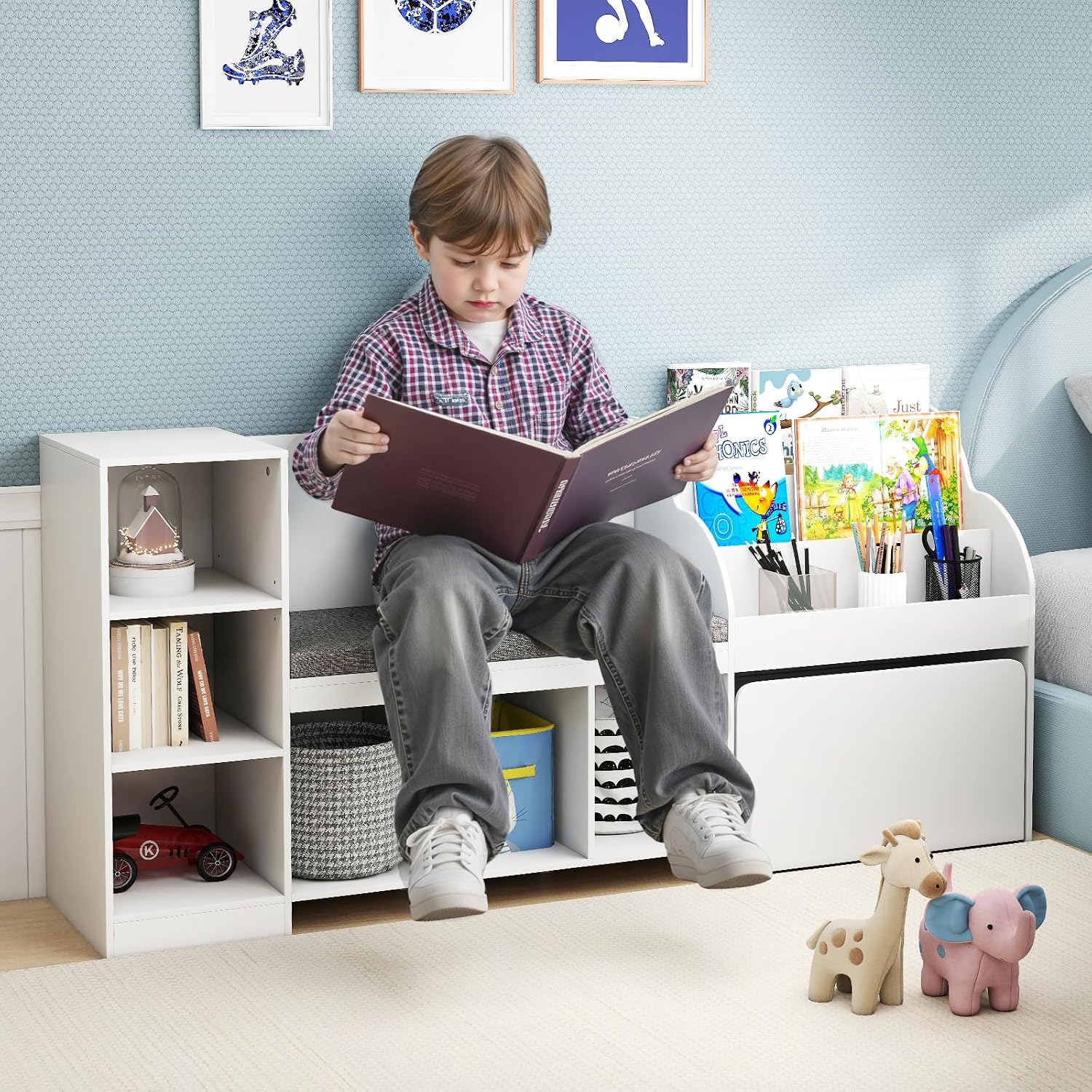 Kids Bookshelf Reading Nook &  - огляд і ціна Kids Toys Drawers