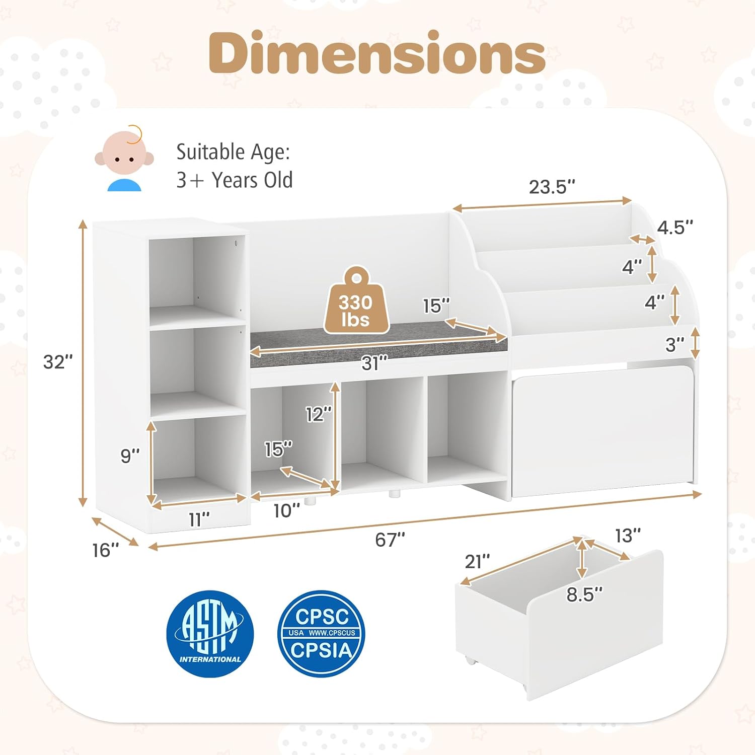Kids Bookshelf Reading Nook &  - огляд і ціна Kids Toys Drawers