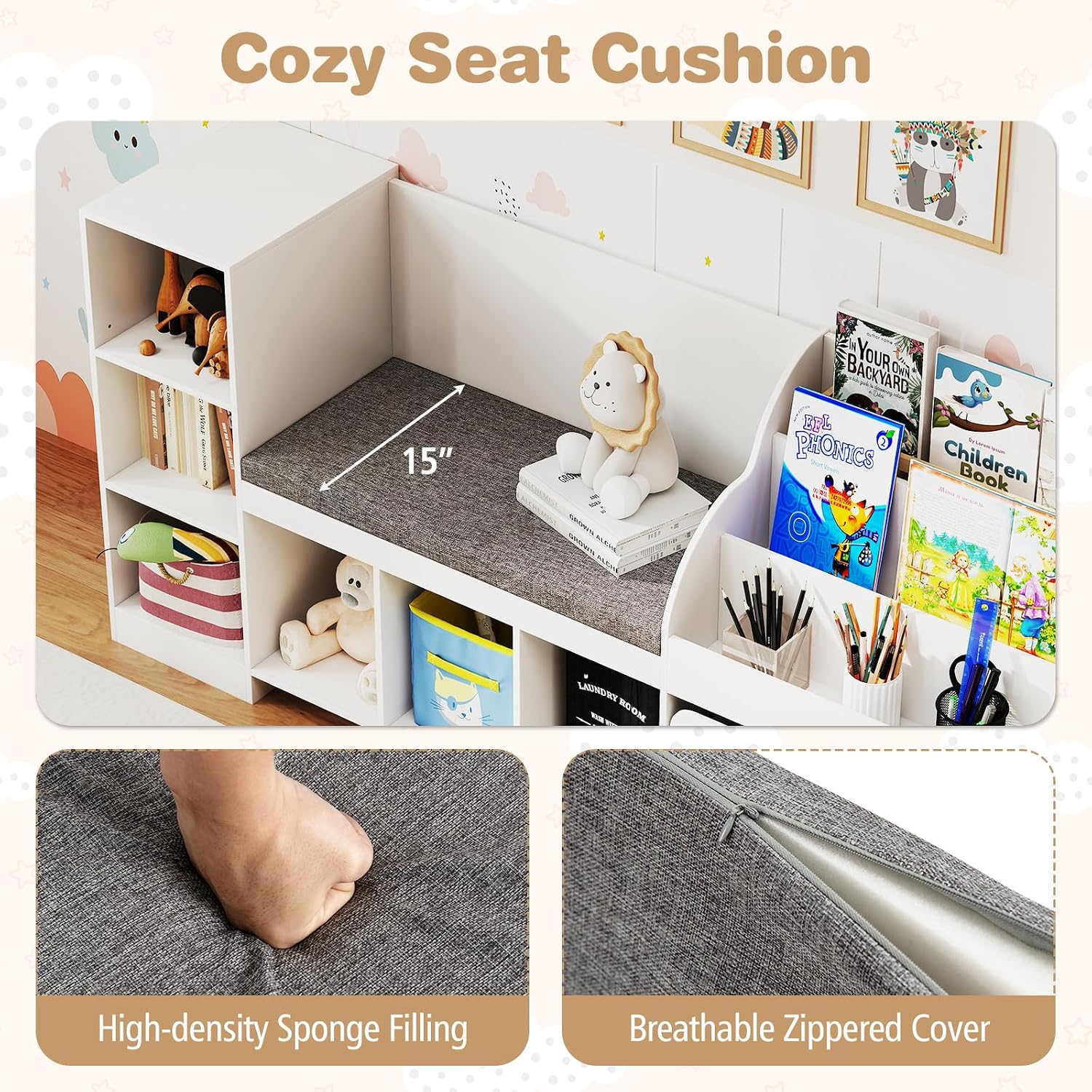 Kids Bookshelf Reading Nook &  - огляд і ціна Kids Toys Drawers